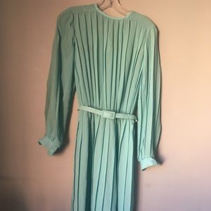Pleated belted vintage dress